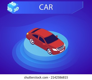 Car isometric design icon. Vector web illustration. 3d colorful concept