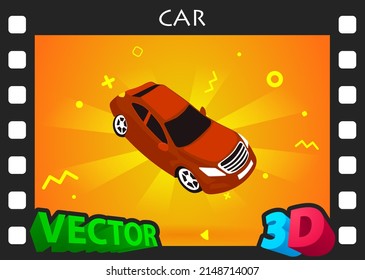Car isometric design icon. Vector web illustration. 3d colorful concept