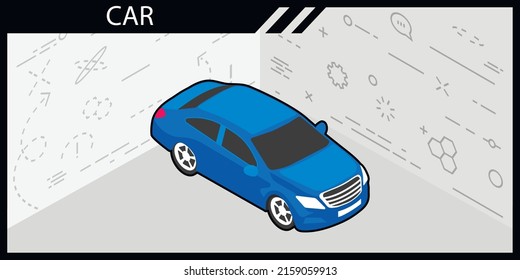 Car isometric design icon. Vector web illustration. 3d colorful concept