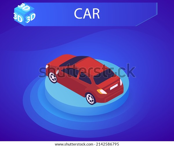Car isometric design icon. Vector web\
illustration. 3d colorful\
concept