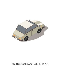 Car isometric vector illustration isolated icon of private car, taxi. isometric transportation of cars.