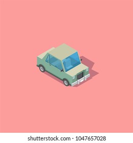 car in isometric, vector illustration, transport object, cartoon sidane