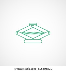 Car Jack Green Line Icon On White Background
