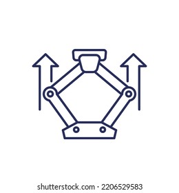 icono de línea de jack de coche en blanco