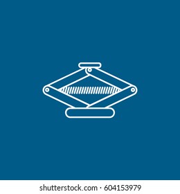 Car Jack Line Icon On Blue Background