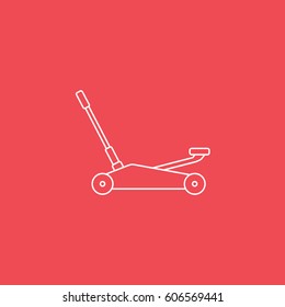 Car Jack Line Icon On Red Background