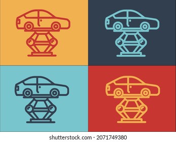 Logotipo de la toma de coches, simple icono plano de reparación, coche, jack
