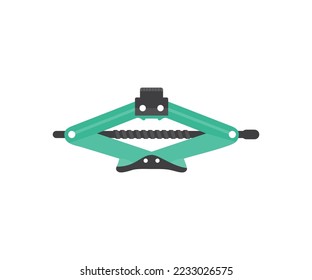 Car jack, metal jack car scissor in a car service logo design. Mechanical car jack. Height for mounting, diagnosing and repairing the suspension without a lift tool vector design and illustration.
