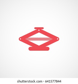 Car Jack Red Flat Icon On White Background