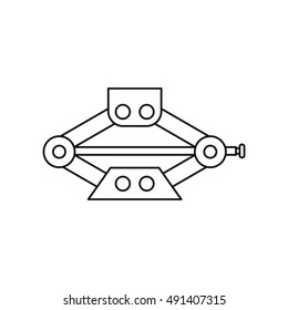 Car jack service equipment icon in outline style isolated on white background vector illustration