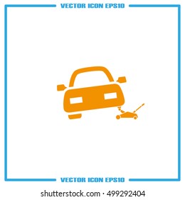 Car jack service icon vector EPS 10, abstract sign logo silhouette  flat design,  illustration modern isolated badge for website or app - stock info graphics