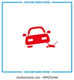 Car jack service icon vector EPS 10, abstract sign logo silhouette  flat design,  illustration modern isolated badge for website or app - stock info graphics