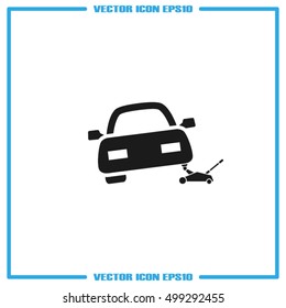 Car jack service icon vector EPS 10, abstract sign logo silhouette  flat design,  illustration modern isolated badge for website or app - stock info graphics