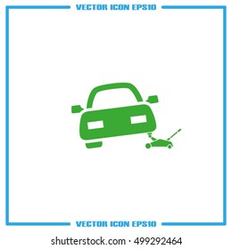 Car jack service icon vector EPS 10, abstract sign logo silhouette  flat design,  illustration modern isolated badge for website or app - stock info graphics