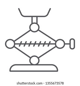 Car jack thin line icon, auto and repair, car part sign, vector graphics, a linear pattern on a white background, eps 10.