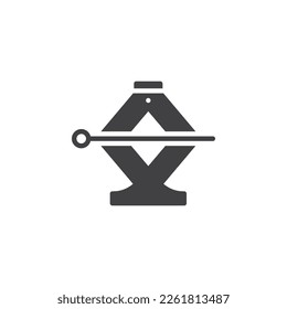 Icono vectorial de jack de auto. signo plano relleno para concepto móvil y diseño web. Icono de glifo de Sissor Car Jack. Símbolo, ilustración del logotipo. Gráficos vectoriales