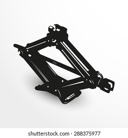 Car jack. Vector illustration. Black and white view.