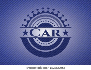 Car jean or denim emblem or badge background. Vector Illustration. Detailed.
