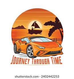 Car Journey Tshirt graphic Vector Illustration