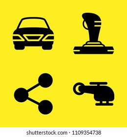 car, joystick, share and helicopter vector icon set. Sample icons set for web and graphic design