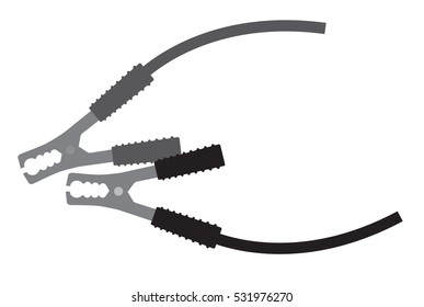Car jumper power cables. Black wire shown in greyscale svg