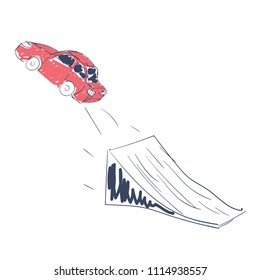car jumping through the springboard vector illustration art,  modern,  shape,  sign,  springboard,  jump  