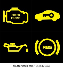 CAR KEY ABS FULE ENGINE SYMBOLS LOGO