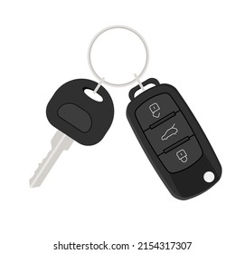 Car key and alarm system chain. Clipart image isolated on backgroundEps 10