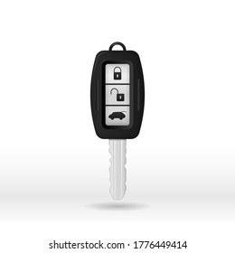 Llave de coche y sistema de alarma. Claves de coche aisladas en un fondo blanco. 3.ª burla realista. Ilustración vectorial, eps 10.