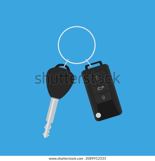 Car Key and of the alarm system. Vector\
illustration in flat style