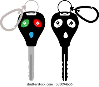 Clave de coche con iluminación de vector de alarma