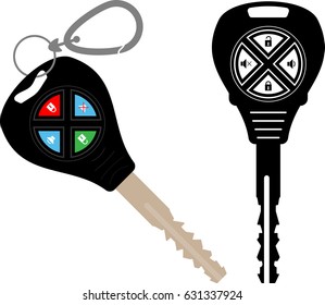Clave de coche con iluminación de vector de alarma