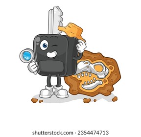 the car key archaeologists with fossils mascot. cartoon vector