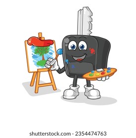 the car key artist mascot. cartoon vector