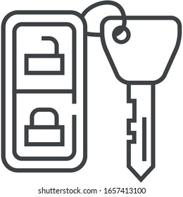 Car key black line icon on white background	
