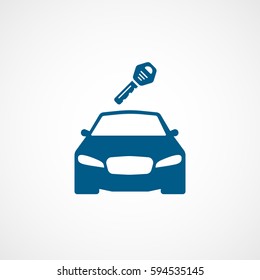 Car And Key Blue Flat Icon On White Background