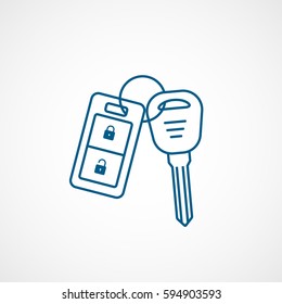 Car Key Blue Line Icon On White Background