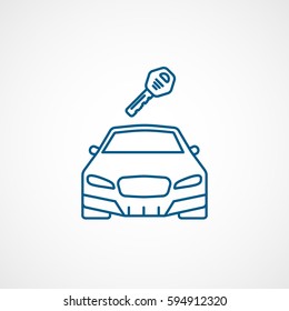 Car And Key Blue Line Icon On White Background