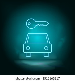 Car, key blue neon vector icon. Simple element illustration from map and navigation concept. Car, key blue neon vector icon. Real estate concept vector illustration.