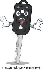 Car key cartoon character design on a surprised gesture