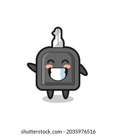 car key cartoon character doing wave hand gesture , cute style design for t shirt, sticker, logo element
