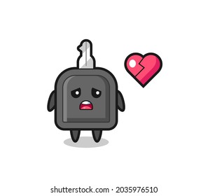 car key cartoon illustration is broken heart , cute style design for t shirt, sticker, logo element