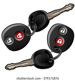 Car key chain with keys. Vector.