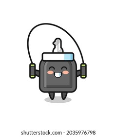 car key character cartoon with skipping rope , cute style design for t shirt, sticker, logo element