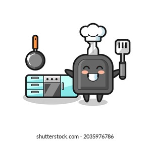 car key character illustration as a chef is cooking , cute style design for t shirt, sticker, logo element