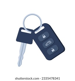 Car key. Charm of the alarm system. Vector illustration in flat style