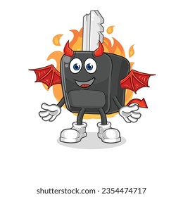 the car key demon with wings character. cartoon mascot vector