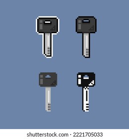car key with different color in pixel art style