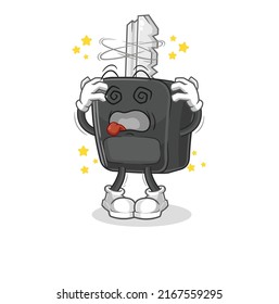 la llave del coche mareada mascota de la cabeza. vector de dibujos animados