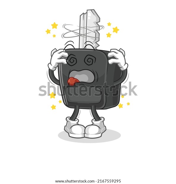 the car key\
dizzy head mascot. cartoon\
vector